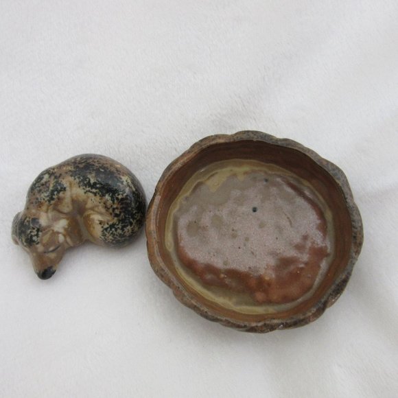 Otagiri OMC Sleeping Dog in Basket Figurine Two Piece Ceramic Vintage Japan - Picture 3 of 12